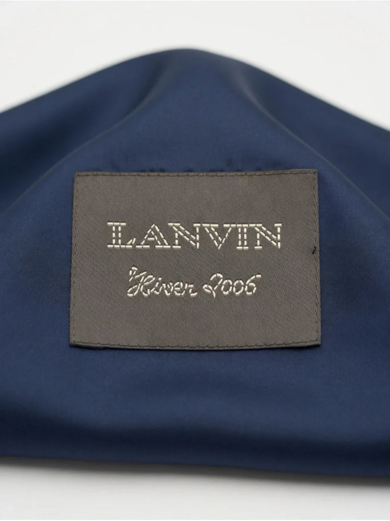 LANVIN PARIS. Vintage 2006 COLLECTION. Bateau Neckline Dark Navy Pleated Midi Dress