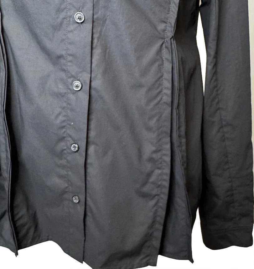 Rundholz GERMANY. Black Cotton Pleated Button Down Shirt Blouse
