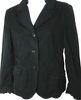 MIU MIU ITALY. Black Cotton/Silk Ruffled Pocket Blazer