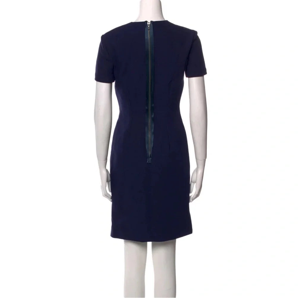 Lanvin Paris . Vintage Navy Cotton/Viscose Blend Short Sleeve Sheath Dress‎
