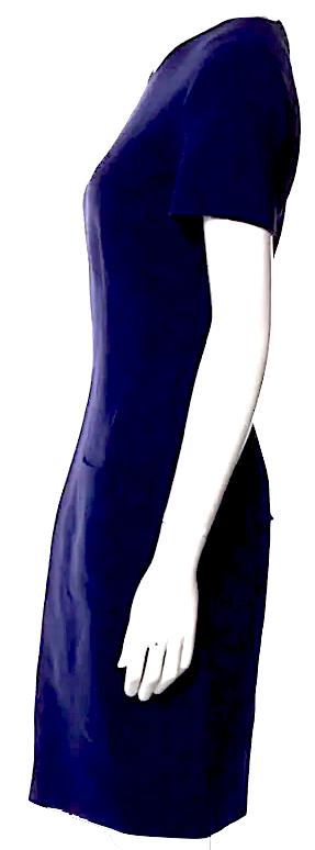 Lanvin Paris . Vintage Navy Cotton/Viscose Blend Short Sleeve Sheath Dress‎