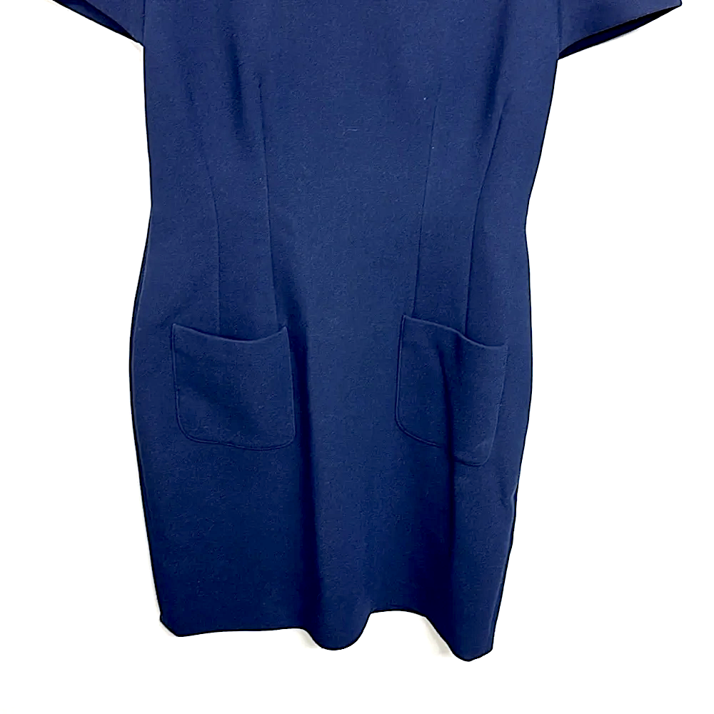 Lanvin Paris . Vintage Navy Cotton/Viscose Blend Short Sleeve Sheath Dress‎