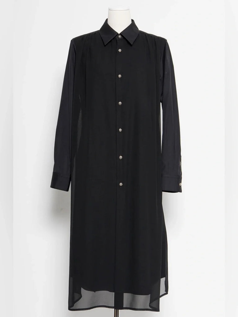 Comme des Garçons/Chrome Hearts Collaboration Black Chiffon Button Dress