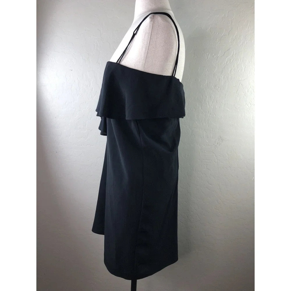 ACNE STUDIOS STOCKHOLM. Black Flutter Spaghetti Strap Little Black Dress‎