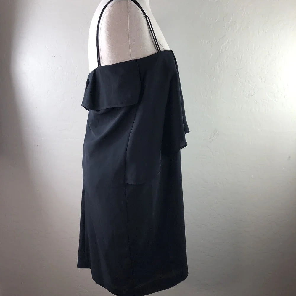 ACNE STUDIOS STOCKHOLM. Black Flutter Spaghetti Strap Little Black Dress‎