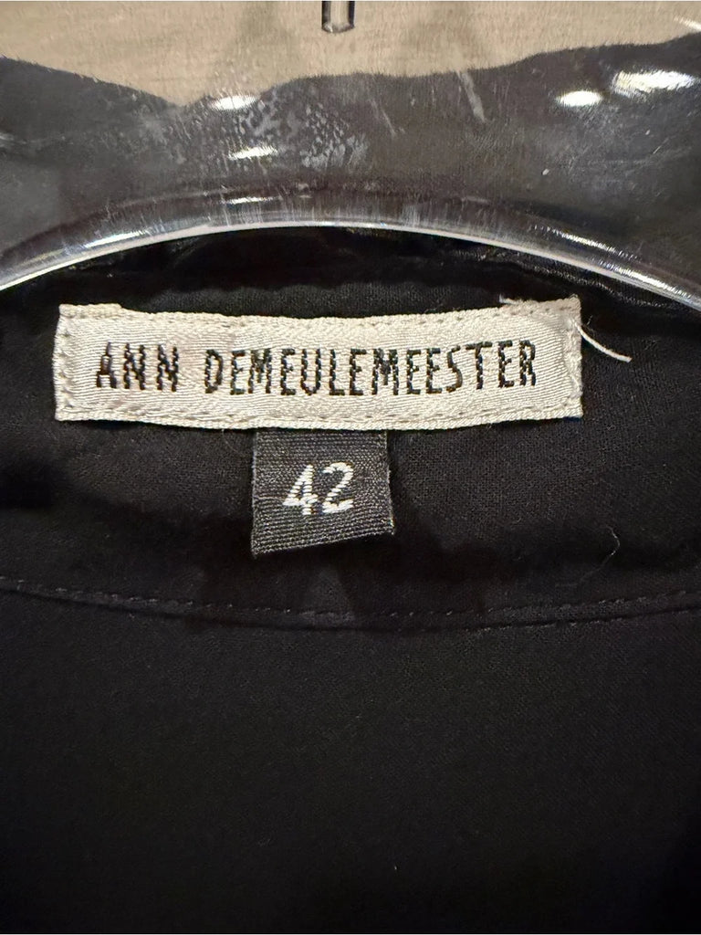 Ann Demeulemeester BELGIUM. Black Button-Down Waist Tie Long Shirt Dress