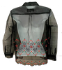Comme des Garcons JAPAN. Black Semi-Sheer Floral Embroidered Blouse