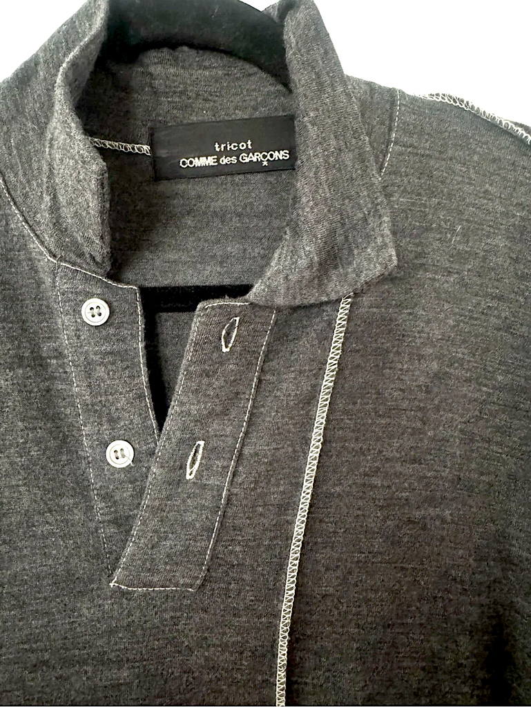 Commes des Garçons Japan. Tricot Vintage Gray Long Polo Dress