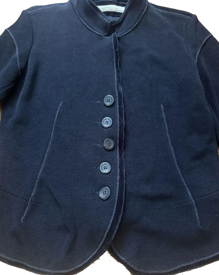 Marithé + François Girbaud. PARIS. Dark Navy Cravatatakiller Wool Blend Stand Collar Jacket