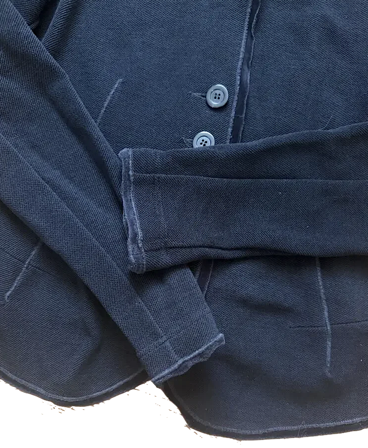 Marithé + François Girbaud. PARIS. Dark Navy Cravatatakiller Wool Blend Stand Collar Jacket