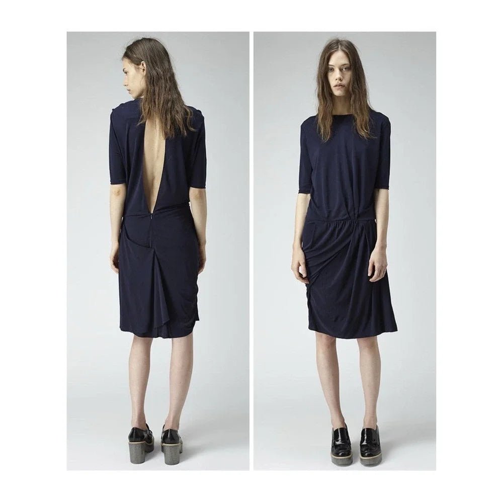 ACNE STUDIOS STOCKHOLM. Dark Navy Blue Pim Jersey Midi Dress
