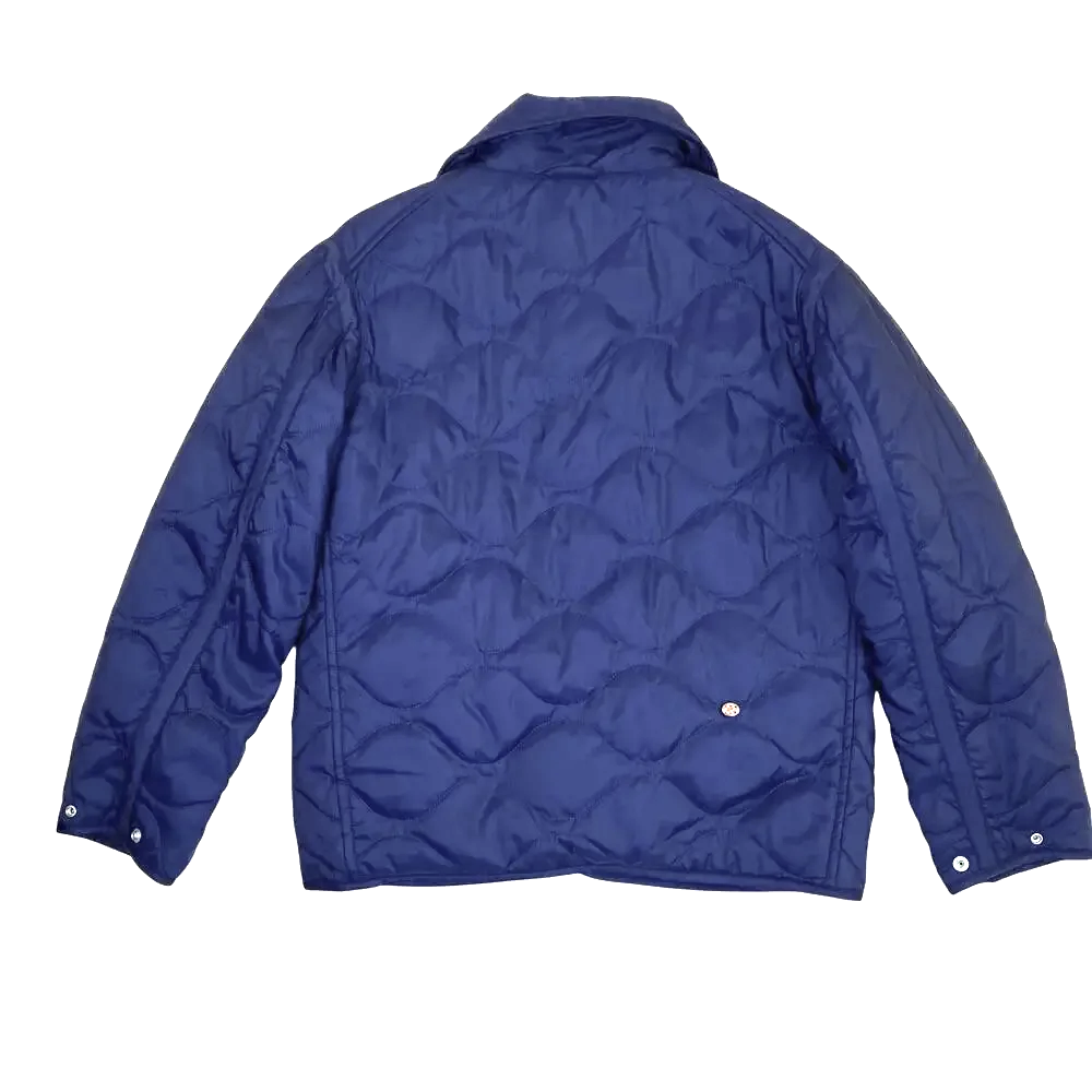 R45 45RPM JAPAN.  Navy Quilted Jacket Snap Closure Patch Pockets Padded Coat