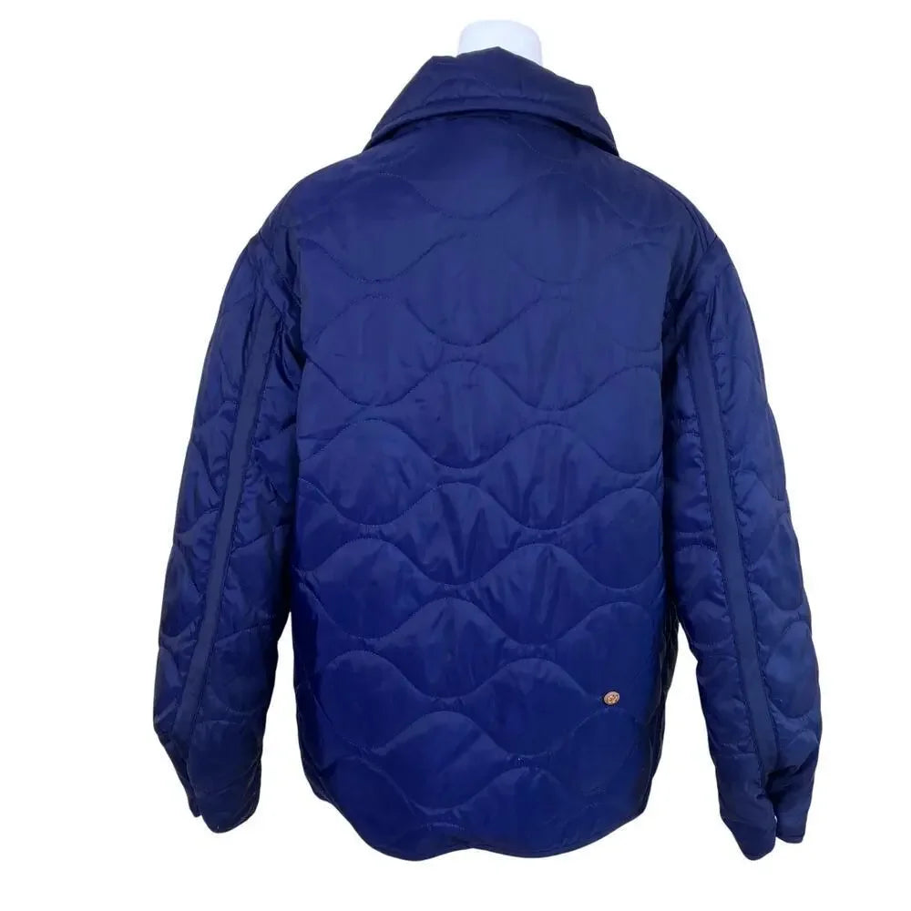 R45 45RPM JAPAN.  Navy Quilted Jacket Snap Closure Patch Pockets Padded Coat