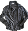 Prada ITALY. Black Button down Shirt with Beaded Collar & Cuff Embellishments