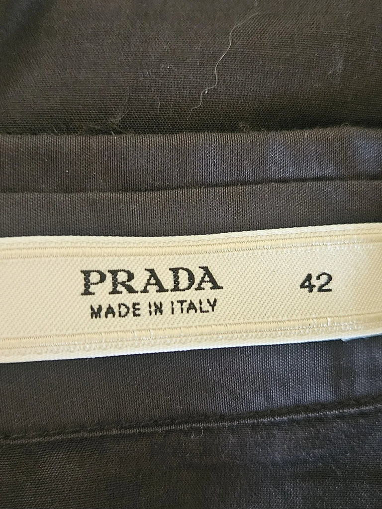 Prada ITALY. Black Button down Shirt with Beaded Collar & Cuff Embellishments