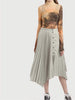 ACNE STUDIOS STOCKHOLM. Pleats Striped Asymmetrical Handkerchief Hem Skirt