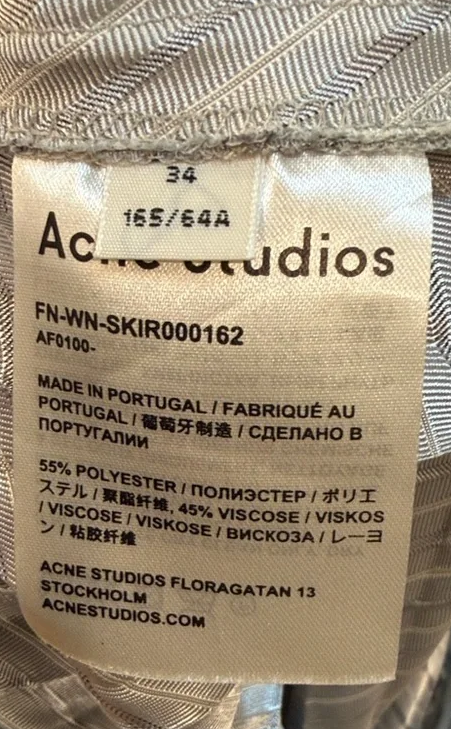 ACNE STUDIOS STOCKHOLM. Pleats Striped Asymmetrical Handkerchief Hem Skirt