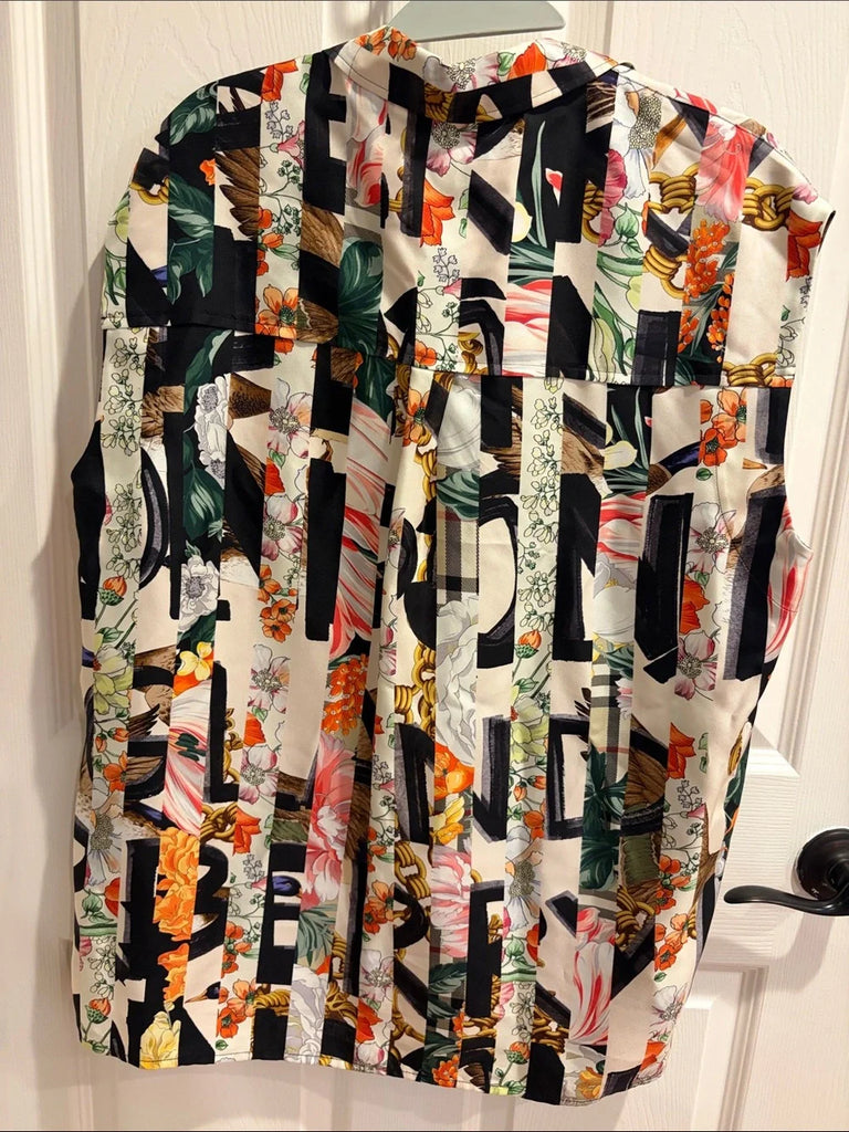 Burberry UK. Vintage Abstract Silk Top