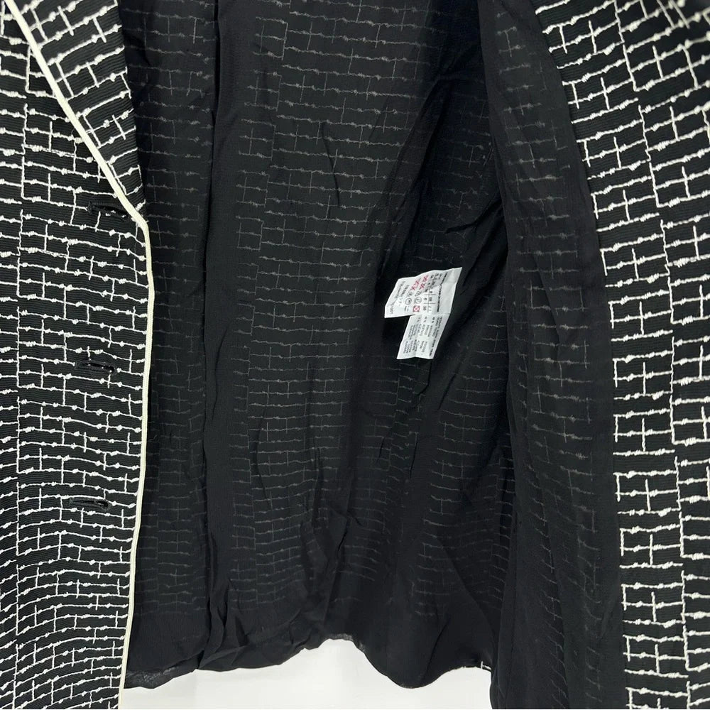 Max Mara ITALY. Black/Grey/White Tweed Open Blazer Jacket