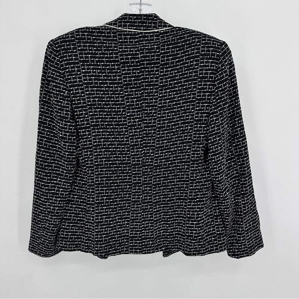 Max Mara ITALY. Black/Grey/White Tweed Open Blazer Jacket