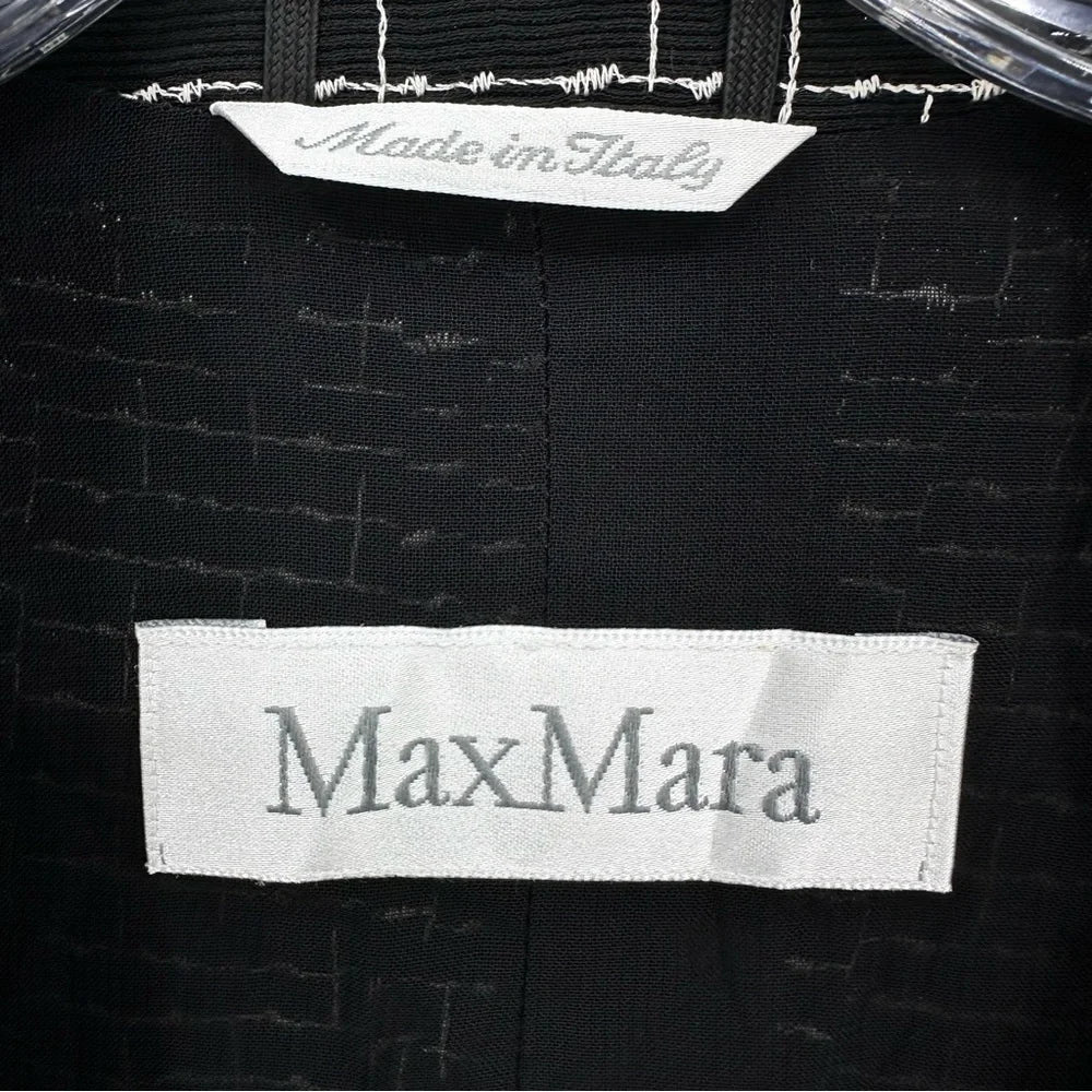 Max Mara ITALY. Black/Grey/White Tweed Open Blazer Jacket