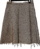 Lanvin PARIS. Gray Frayed Hem Intentional Deconstruction Herringbone A-Line Skirt