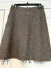 Lanvin PARIS. Gray Frayed Hem Intentional Deconstruction Herringbone A-Line Skirt