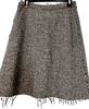 Lanvin PARIS. Gray Frayed Hem Intentional Deconstruction Herringbone A-Line Skirt