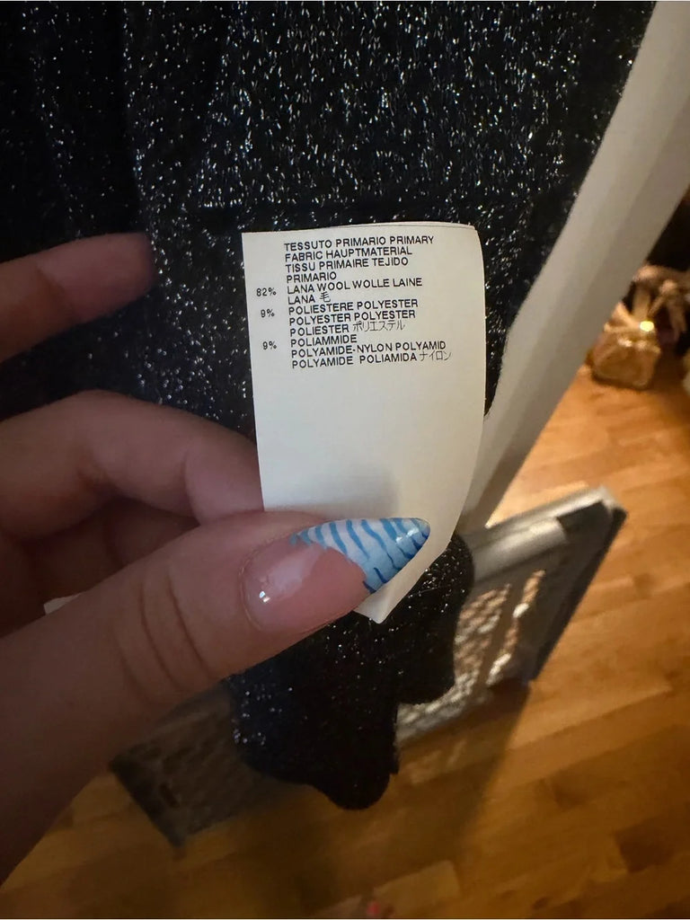 MAISON MARTIN MARGIELA. PARIS. Silver/Black Glitter Deconstructed Cardigan Coat Wrap