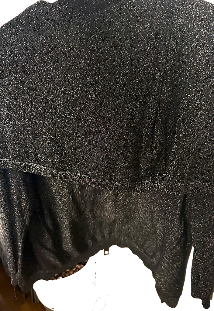 MAISON MARTIN MARGIELA. PARIS. Silver/Black Glitter Deconstructed Cardigan Coat Wrap