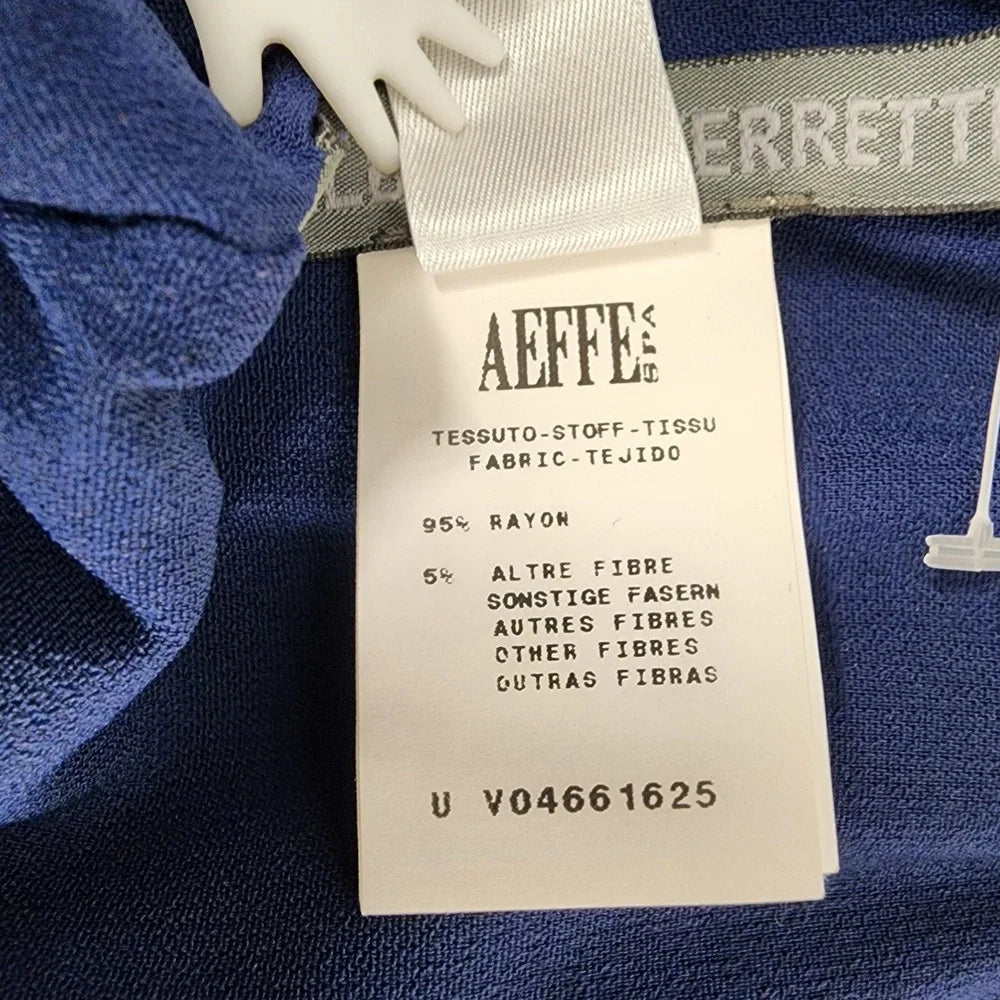Alberta Ferretti Italy. NEW WITH TAGS. luxury midi dress in a deep navy blue rayon blend