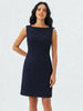 Max Mara ITALY. Black Textured Wool Floral Sheath Dress