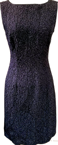 LIMI feu JAPAN. Black Slit Neck Wool Gabardine Dress