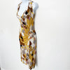 MAX MARA Italy. Silk Blend Abstract Print Ruched Halter Midi Dress