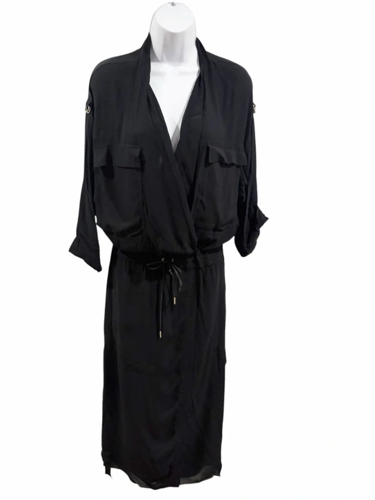 Helmut Lang NY. BLACK Surplice Crepe Shirtdress