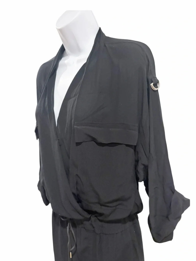 Helmut Lang NY. BLACK Surplice Crepe Shirtdress