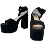 Miu Miu Italy Black Suede Leather Platform Shoes w/Ankle Strap  size 40.5  usa 9-9.5