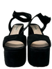 Miu Miu Italy Black Suede Leather Platform Shoes w/Ankle Strap  size 40.5  usa 9-9.5