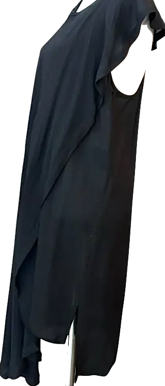 Ann Demeulemeester Belgium. Black Asymmetrical Draped Dress