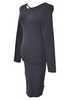 Helmut Lang NY. Black Cutout Stretch Open Back Long Sleeve Dress