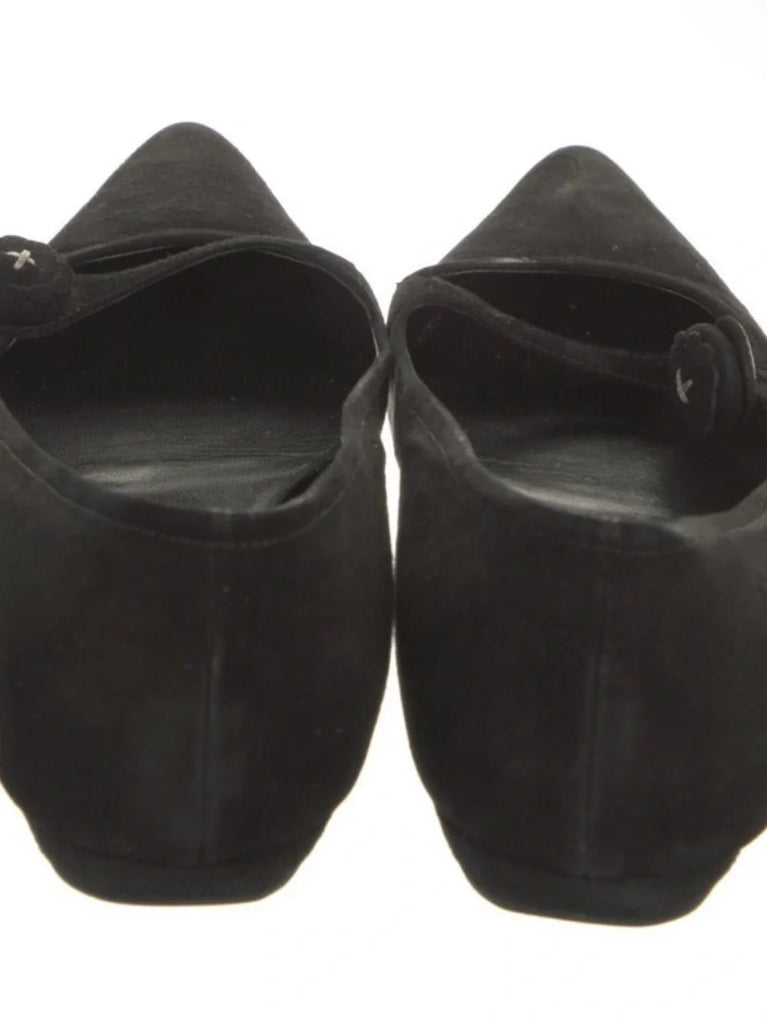 PRADA ITALY. Vintage Black Suede Flats SZ 38.5  USA 37.5