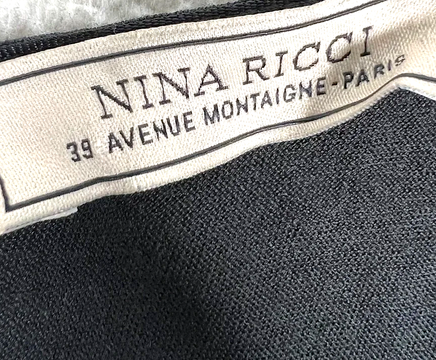 Nina Ricci Paris. Black Silk symmetrical Ruffle Midi Dress