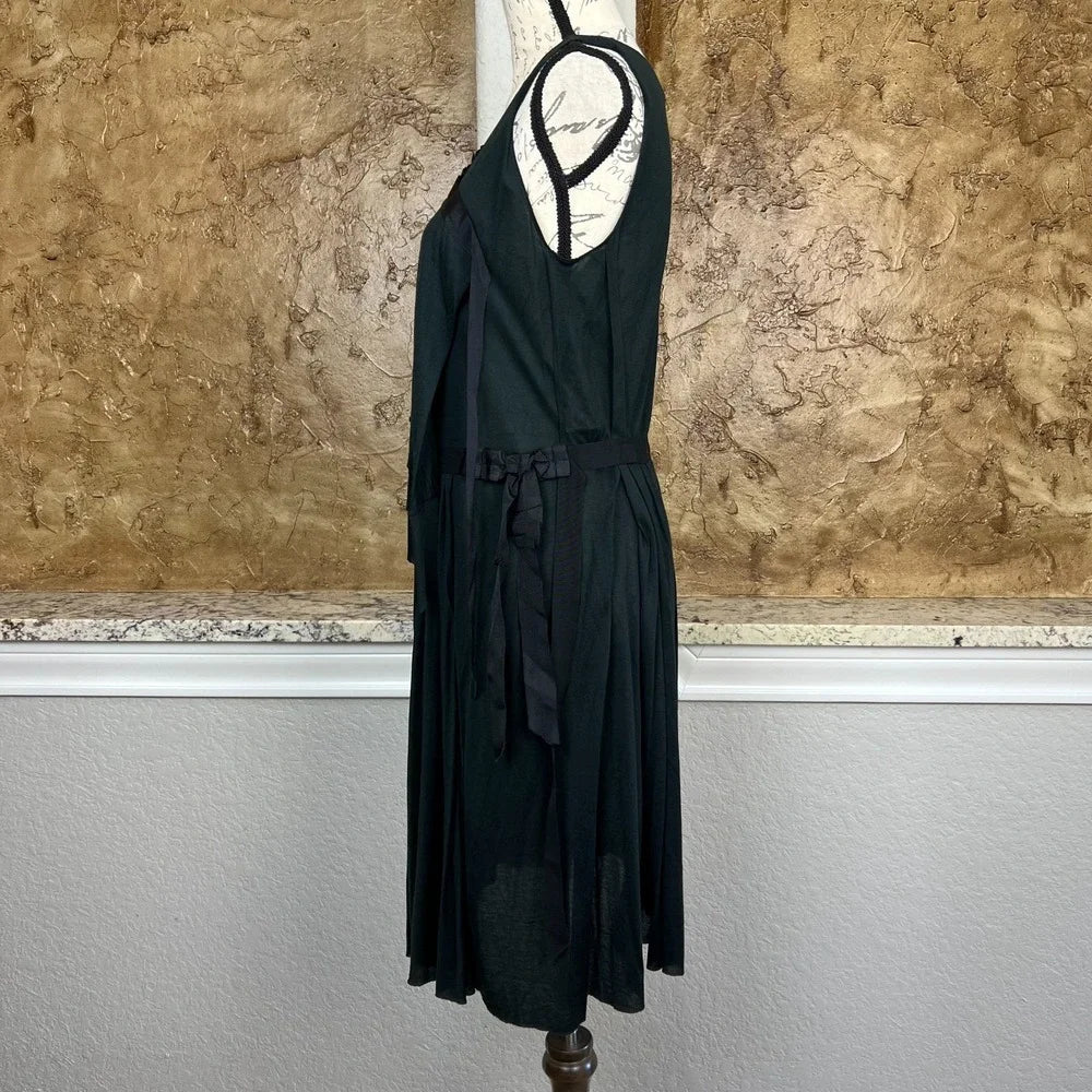 Nina Ricci PARIS. Black Silk Midi Dress