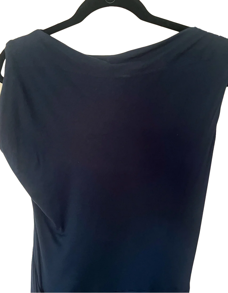 VIVIENNE WESTWOOD UK. ANGLOMANIA. Midnight Blue Draped Asymmetrical Dress