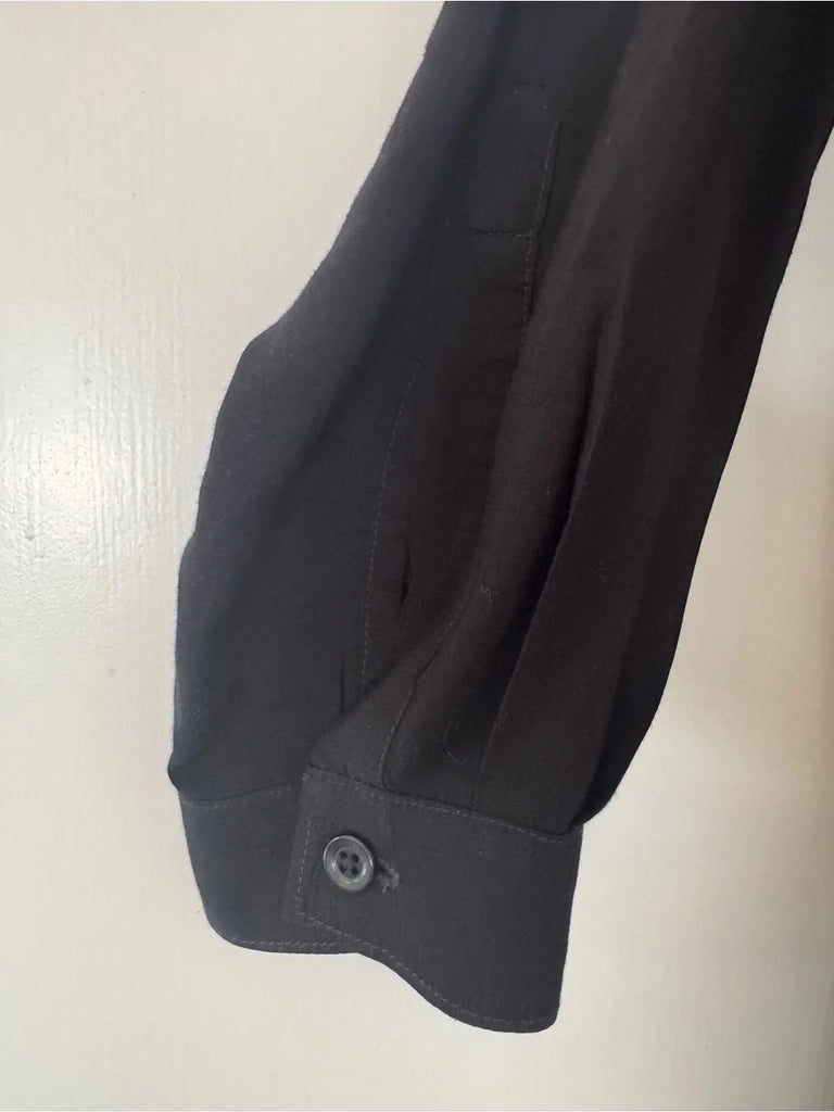 Ann Demeulemeester BELGIUM. Black Button-Front Long Sleeve Tunic Top