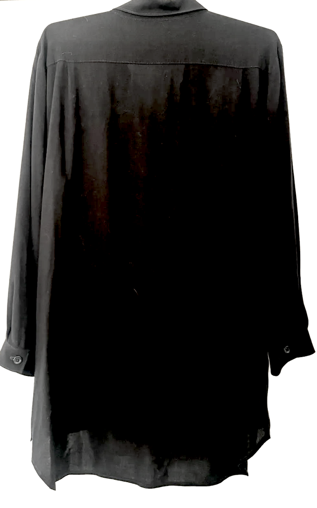 Ann Demeulemeester BELGIUM. Black Button-Front Long Sleeve Tunic Top