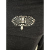 Blumarine Italy. ANNA MOLINARI.  Heather Gray Off-Shoulder Top Jeweled Brooch