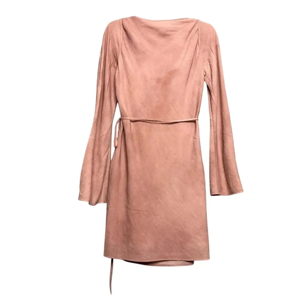 Acne Studios STOCKHOLM. NEW W/TAGS. Dusty Pink Tunic Wrap Long Sleeve Mini Dress