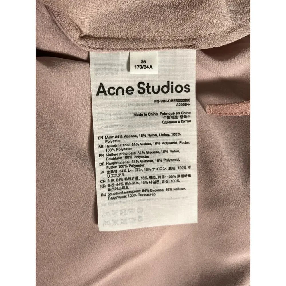 Acne Studios STOCKHOLM. NEW W/TAGS. Dusty Pink Tunic Wrap Long Sleeve Mini Dress