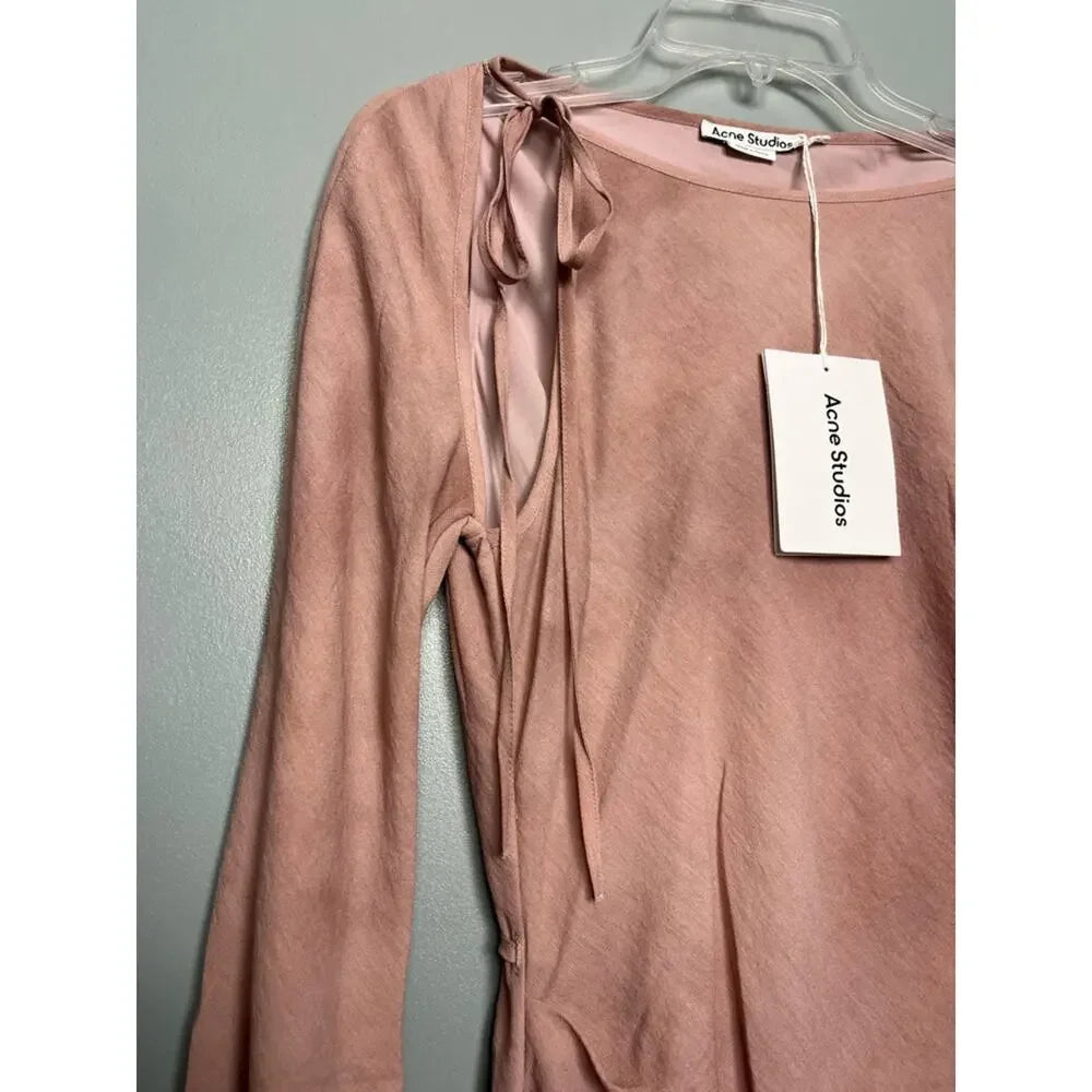 Acne Studios STOCKHOLM. NEW W/TAGS. Dusty Pink Tunic Wrap Long Sleeve Mini Dress